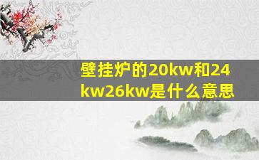 壁挂炉的20kw和24kw26kw是什么意思