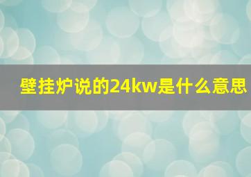 壁挂炉说的24kw是什么意思