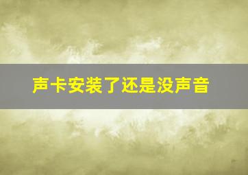 声卡安装了还是没声音