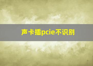 声卡插pcie不识别