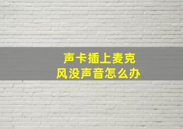 声卡插上麦克风没声音怎么办