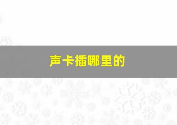 声卡插哪里的