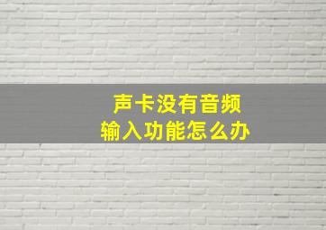 声卡没有音频输入功能怎么办