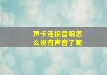 声卡连接音响怎么没有声音了呢