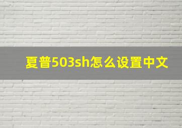 夏普503sh怎么设置中文