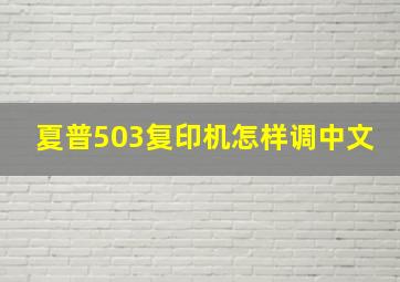 夏普503复印机怎样调中文