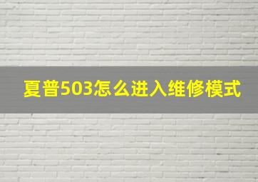 夏普503怎么进入维修模式