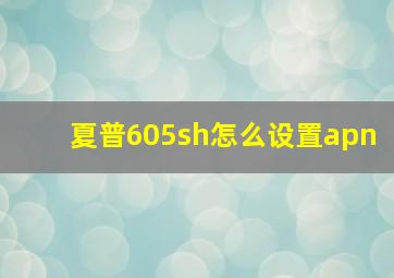 夏普605sh怎么设置apn