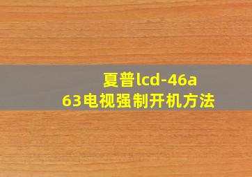 夏普lcd-46a63电视强制开机方法