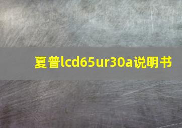 夏普lcd65ur30a说明书