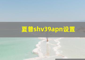 夏普shv39apn设置