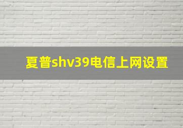 夏普shv39电信上网设置