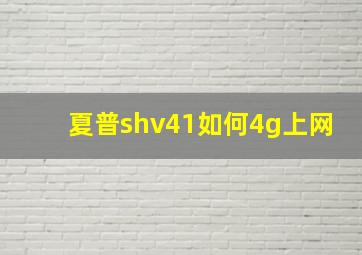 夏普shv41如何4g上网