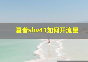 夏普shv41如何开流量