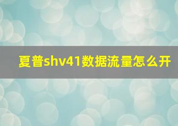 夏普shv41数据流量怎么开