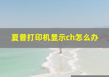 夏普打印机显示ch怎么办