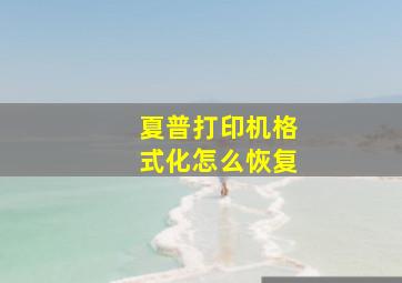 夏普打印机格式化怎么恢复