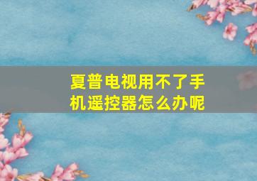 夏普电视用不了手机遥控器怎么办呢