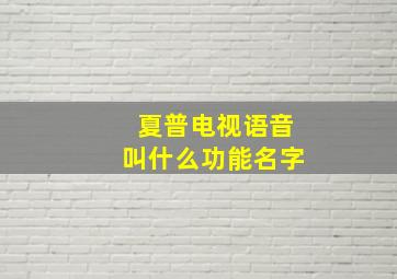 夏普电视语音叫什么功能名字