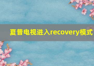 夏普电视进入recovery模式