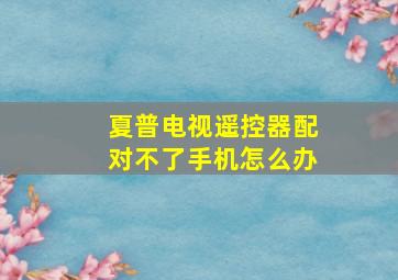 夏普电视遥控器配对不了手机怎么办