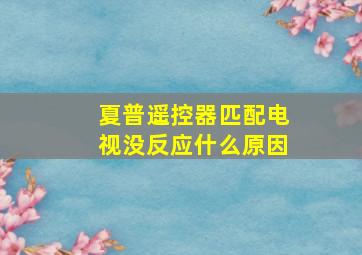 夏普遥控器匹配电视没反应什么原因