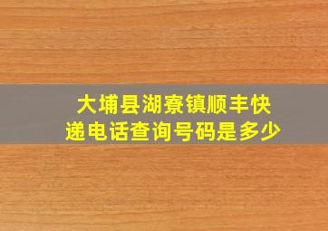 大埔县湖寮镇顺丰快递电话查询号码是多少