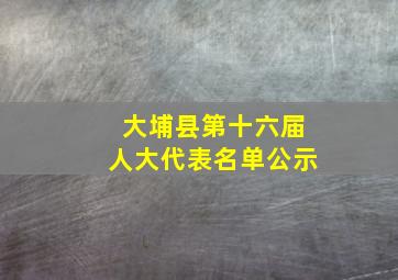 大埔县第十六届人大代表名单公示