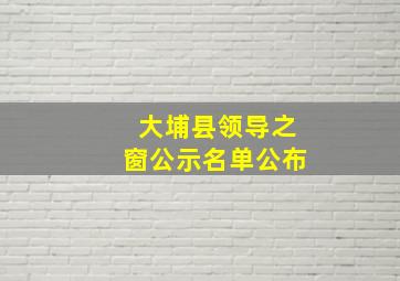 大埔县领导之窗公示名单公布