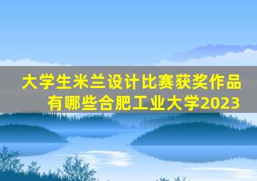 大学生米兰设计比赛获奖作品有哪些合肥工业大学2023