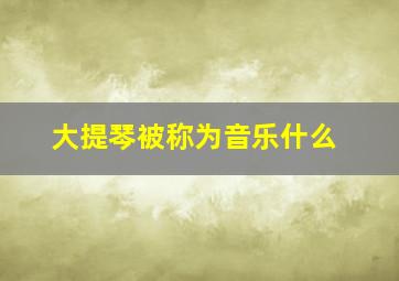 大提琴被称为音乐什么