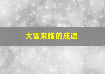 大雪来临的成语