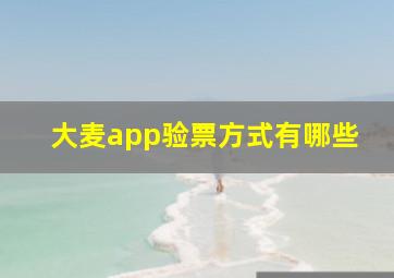 大麦app验票方式有哪些