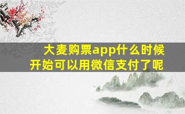 大麦购票app什么时候开始可以用微信支付了呢