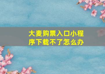 大麦购票入口小程序下载不了怎么办