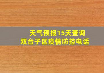 天气预报15天查询双台子区疫情防控电话