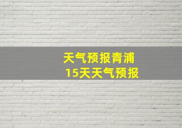 天气预报青浦15天天气预报