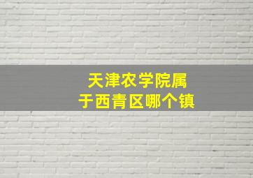 天津农学院属于西青区哪个镇