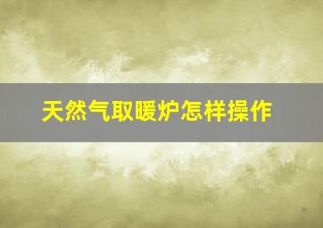 天然气取暖炉怎样操作