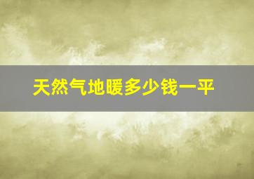 天然气地暖多少钱一平