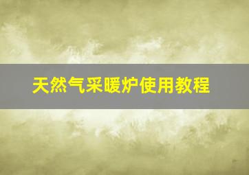 天然气采暖炉使用教程