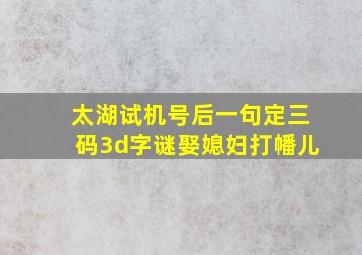 太湖试机号后一句定三码3d字谜娶媳妇打幡儿