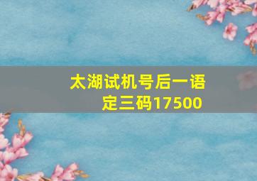 太湖试机号后一语定三码17500