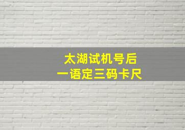 太湖试机号后一语定三码卡尺