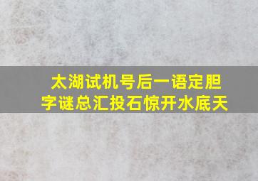 太湖试机号后一语定胆字谜总汇投石惊开水底天