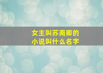 女主叫苏南卿的小说叫什么名字