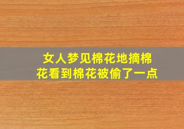 女人梦见棉花地摘棉花看到棉花被偷了一点