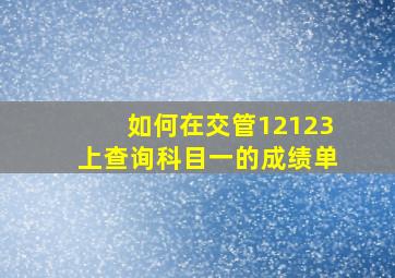 如何在交管12123上查询科目一的成绩单