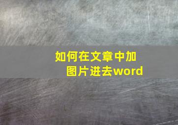 如何在文章中加图片进去word