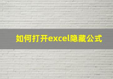 如何打开excel隐藏公式